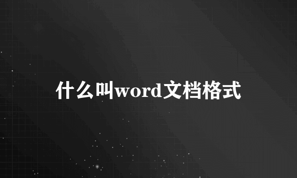 什么叫word文档格式