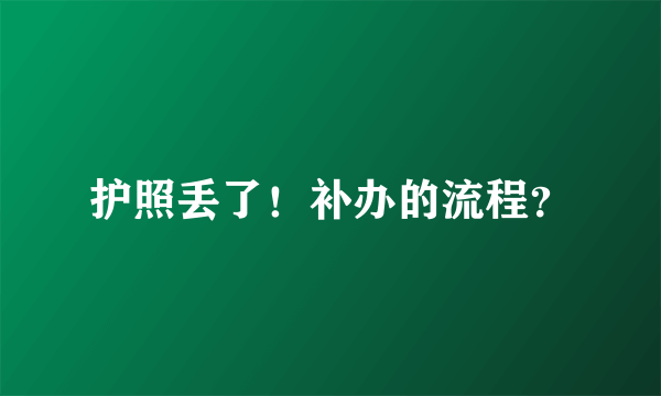 护照丢了！补办的流程？