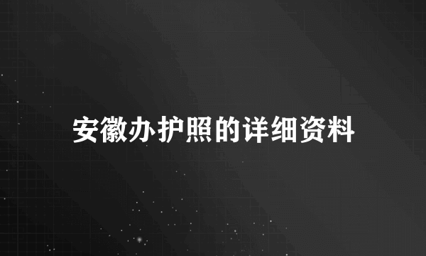 安徽办护照的详细资料