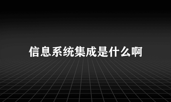 信息系统集成是什么啊