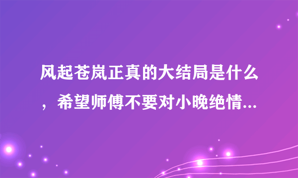 风起苍岚正真的大结局是什么，希望师傅不要对小晚绝情。如果结局真的是这样，我就让作者去死！！！