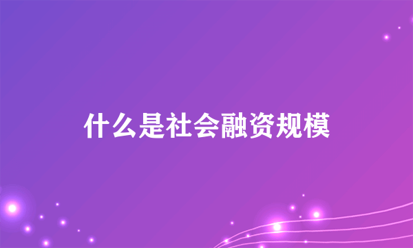 什么是社会融资规模