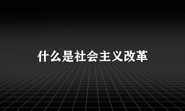 什么是社会主义改革