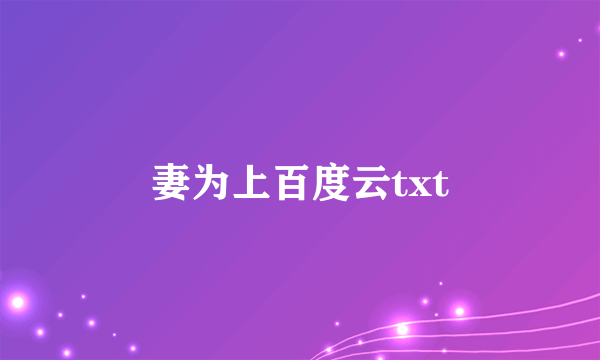 妻为上百度云txt