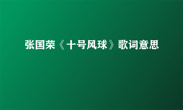 张国荣《十号风球》歌词意思