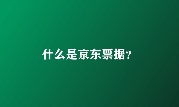 什么是京东票据？