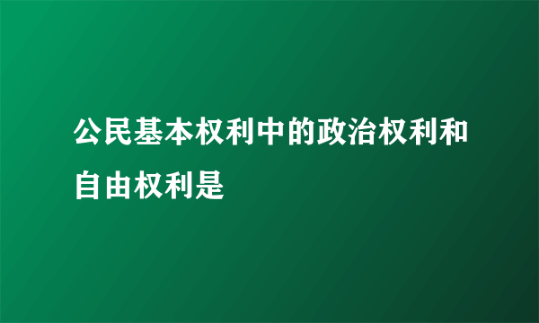 公民基本权利中的政治权利和自由权利是