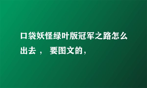 口袋妖怪绿叶版冠军之路怎么出去 ， 要图文的，