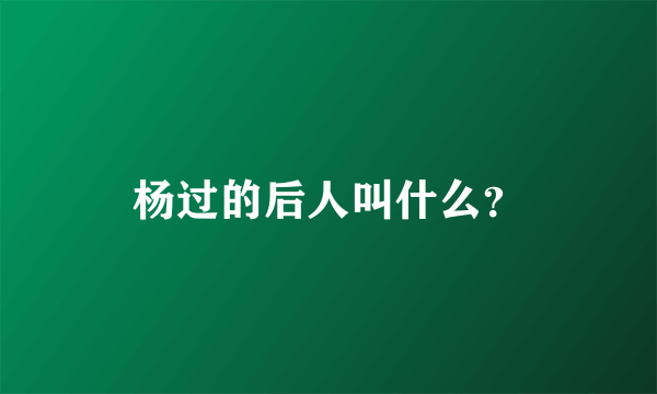 杨过的后人叫什么？