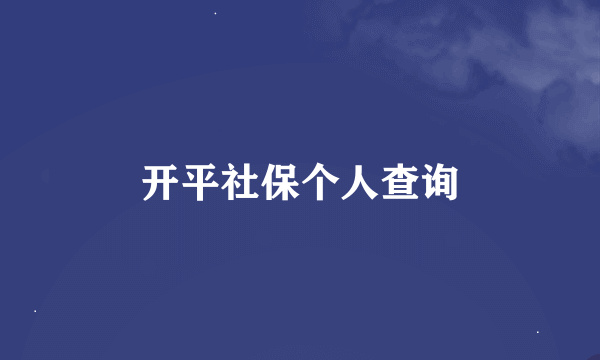 开平社保个人查询