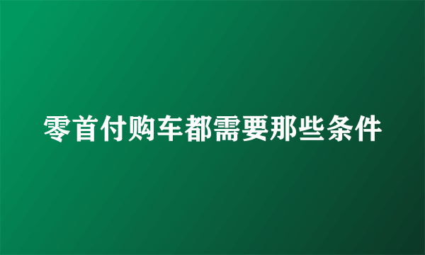 零首付购车都需要那些条件