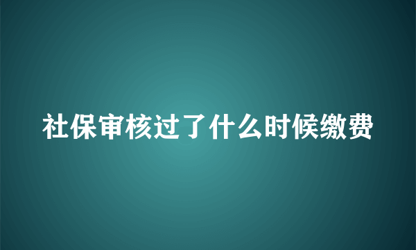 社保审核过了什么时候缴费