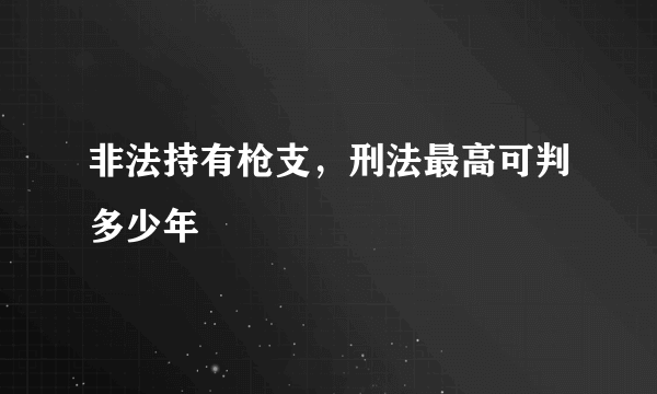 非法持有枪支，刑法最高可判多少年