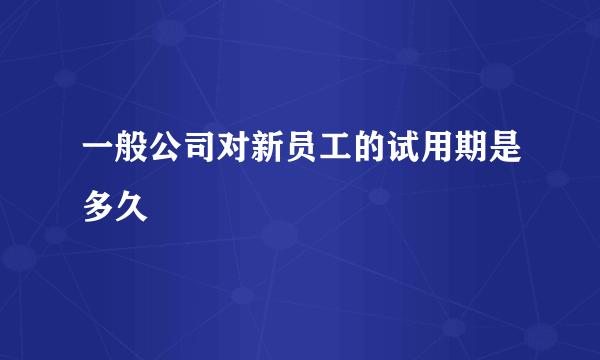 一般公司对新员工的试用期是多久