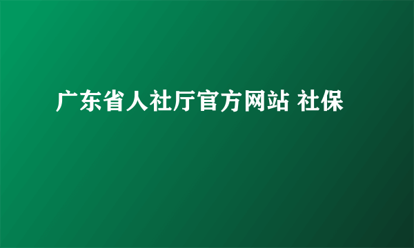 广东省人社厅官方网站 社保