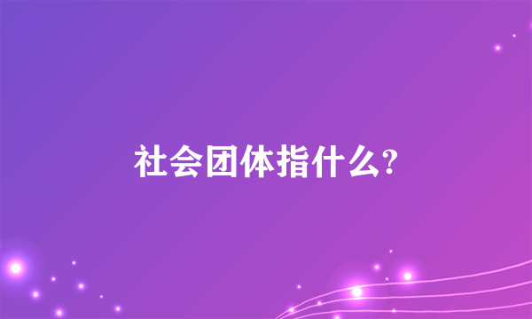 社会团体指什么?