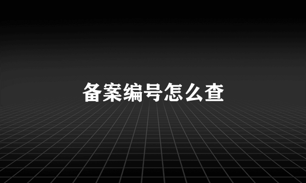 备案编号怎么查