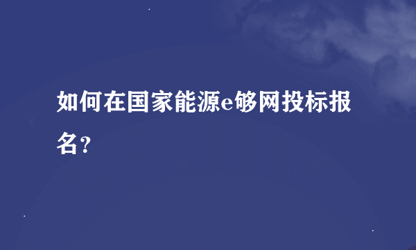 如何在国家能源e够网投标报名？