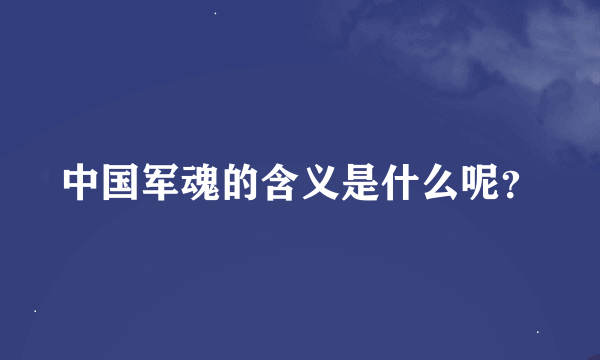 中国军魂的含义是什么呢？