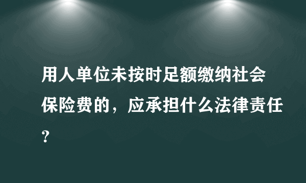 用人单位未按时足额缴纳社会保险费的，应承担什么法律责任？