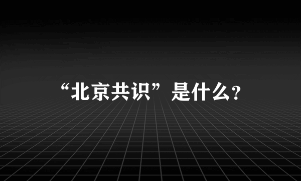 “北京共识”是什么？