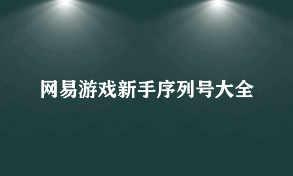 网易游戏新手序列号大全