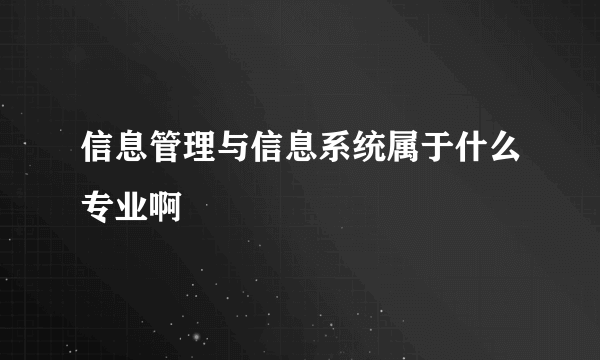 信息管理与信息系统属于什么专业啊