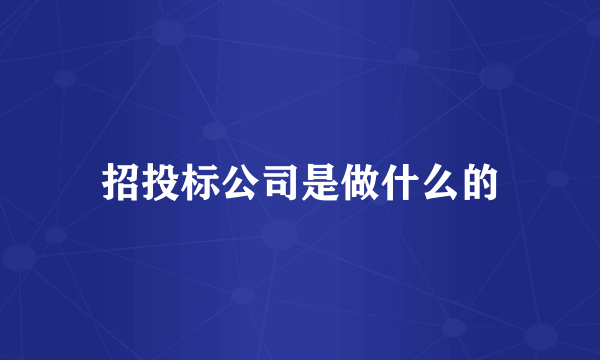 招投标公司是做什么的