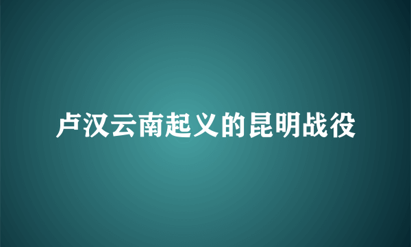 卢汉云南起义的昆明战役