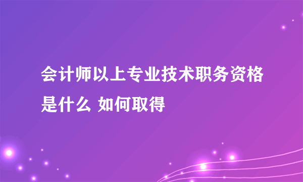 会计师以上专业技术职务资格是什么 如何取得