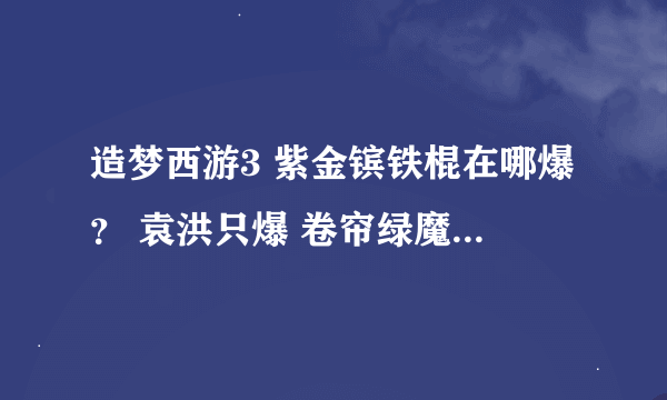 造梦西游3 紫金镔铁棍在哪爆？ 袁洪只爆 卷帘绿魔 嗜魔杖啊！到底是哪个爆的!