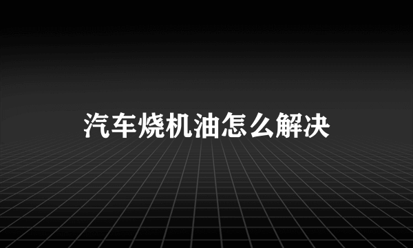 汽车烧机油怎么解决