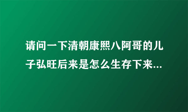 请问一下清朝康熙八阿哥的儿子弘旺后来是怎么生存下来的,后来的日子过得怎么样啊?是不是过得很艰苦啊?