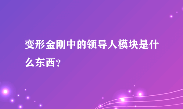 变形金刚中的领导人模块是什么东西？