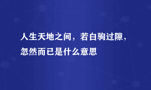 人生天地之间，若白驹过隙，忽然而已是什么意思