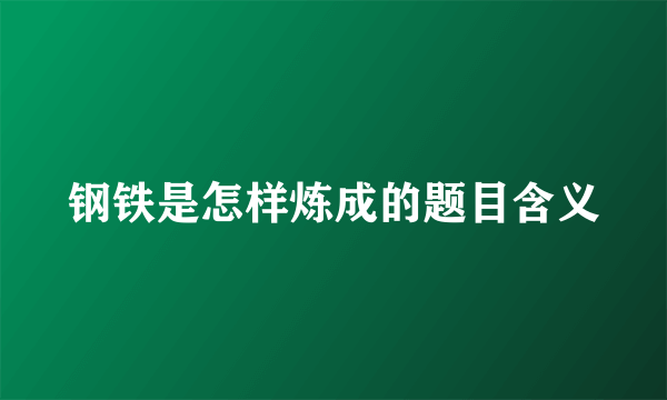 钢铁是怎样炼成的题目含义