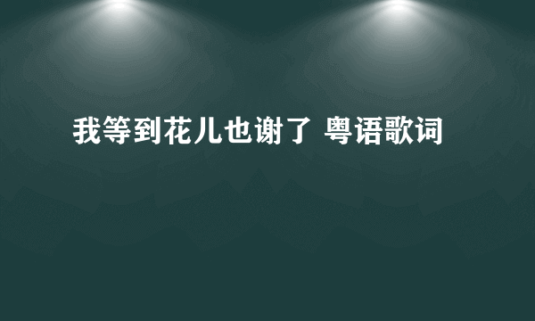 我等到花儿也谢了 粤语歌词