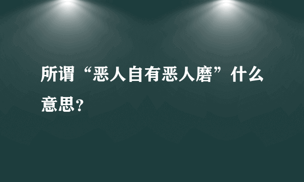 所谓“恶人自有恶人磨”什么意思？