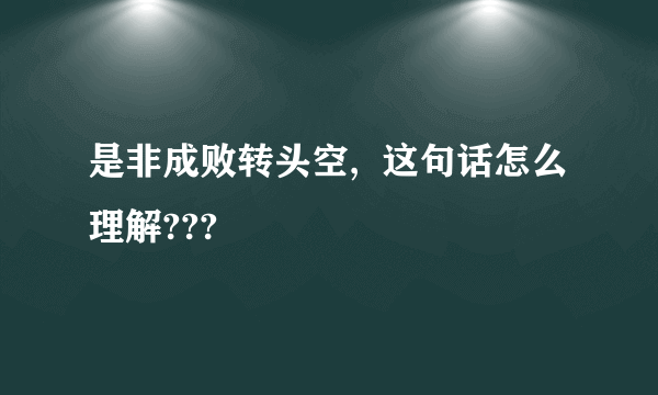 是非成败转头空,  这句话怎么理解???