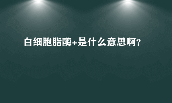 白细胞脂酶+是什么意思啊？