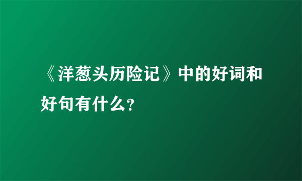 《洋葱头历险记》中的好词和好句有什么？