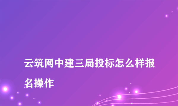 
云筑网中建三局投标怎么样报名操作

