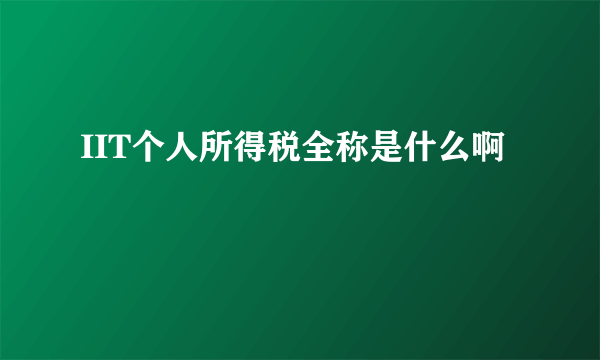 IIT个人所得税全称是什么啊