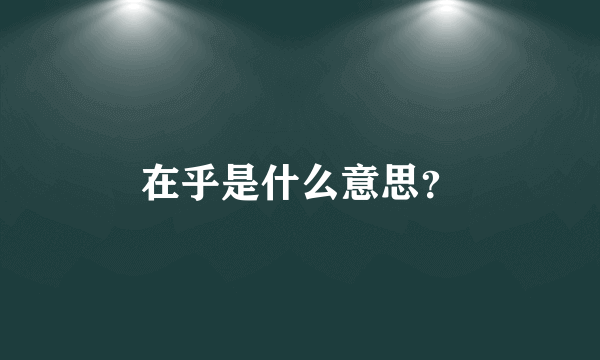 在乎是什么意思？