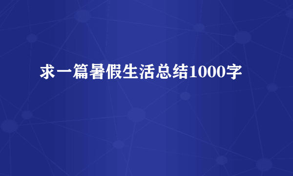 求一篇暑假生活总结1000字