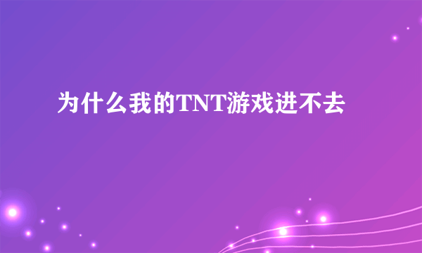 为什么我的TNT游戏进不去