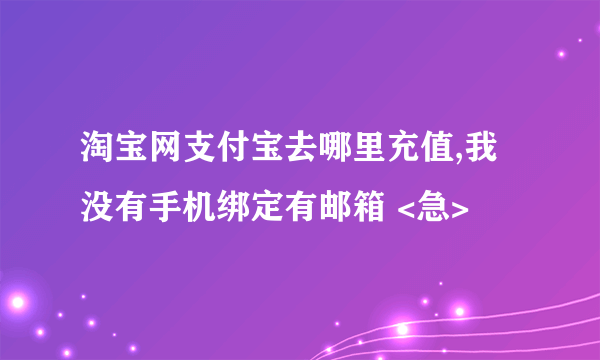 淘宝网支付宝去哪里充值,我没有手机绑定有邮箱 <急>