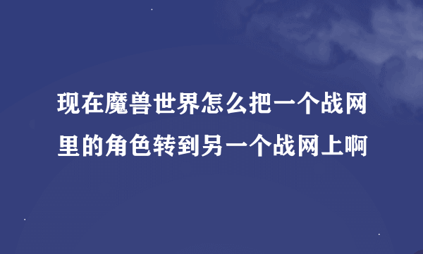 现在魔兽世界怎么把一个战网里的角色转到另一个战网上啊