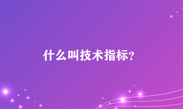 什么叫技术指标？