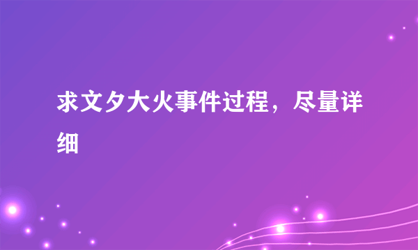 求文夕大火事件过程，尽量详细